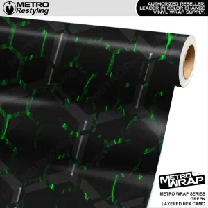 Metro Wrap Layered Hex Green Camouflage Vinyl Film
