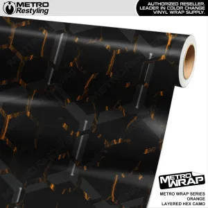 Metro Wrap Layered Hex Orange Camouflage Vinyl Film