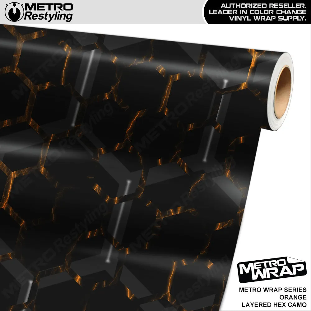 Metro Wrap Layered Hex Orange Camouflage Vinyl Film