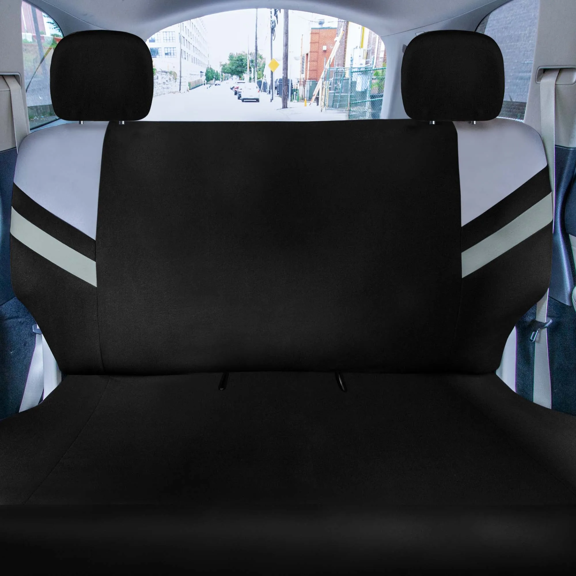 Minimalist Flat Cloth Car Seat Covers Full Set - Gray