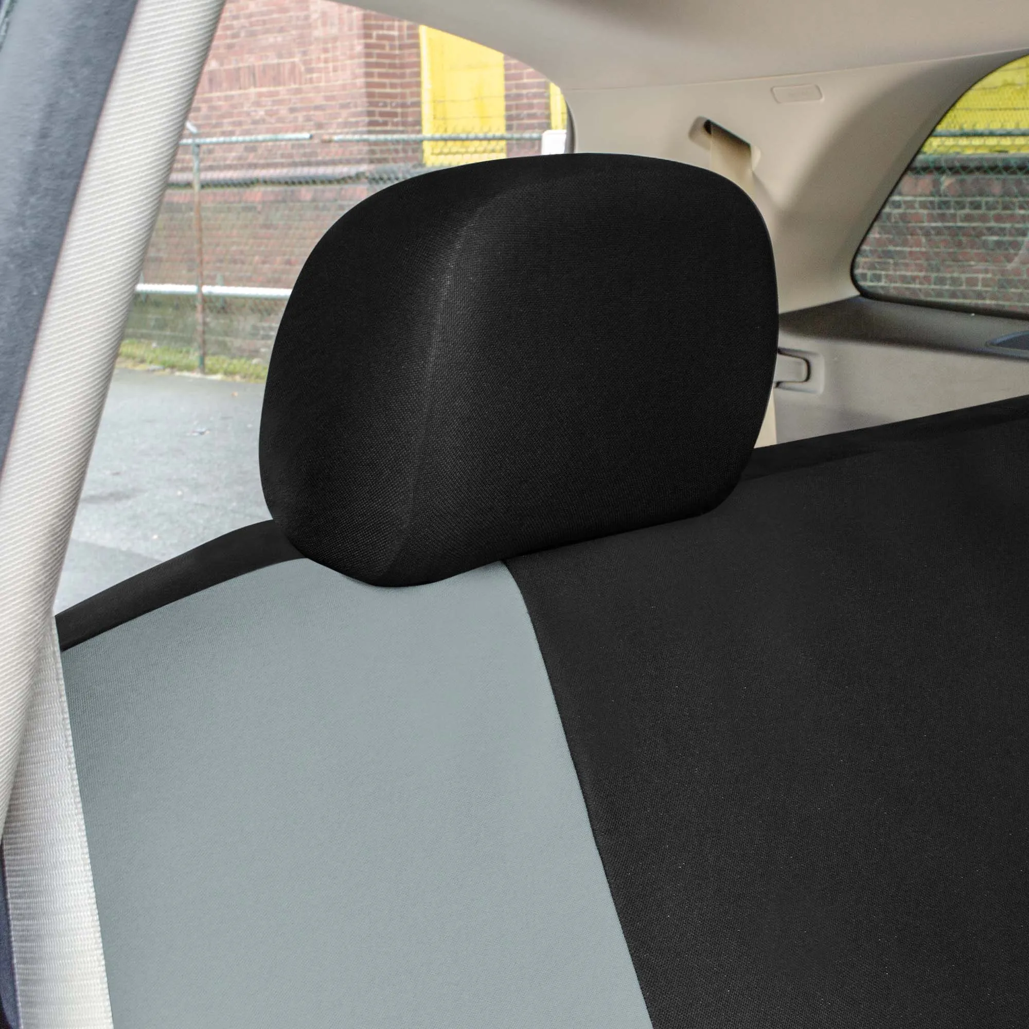 Minimalist Flat Cloth Car Seat Covers Full Set - Gray