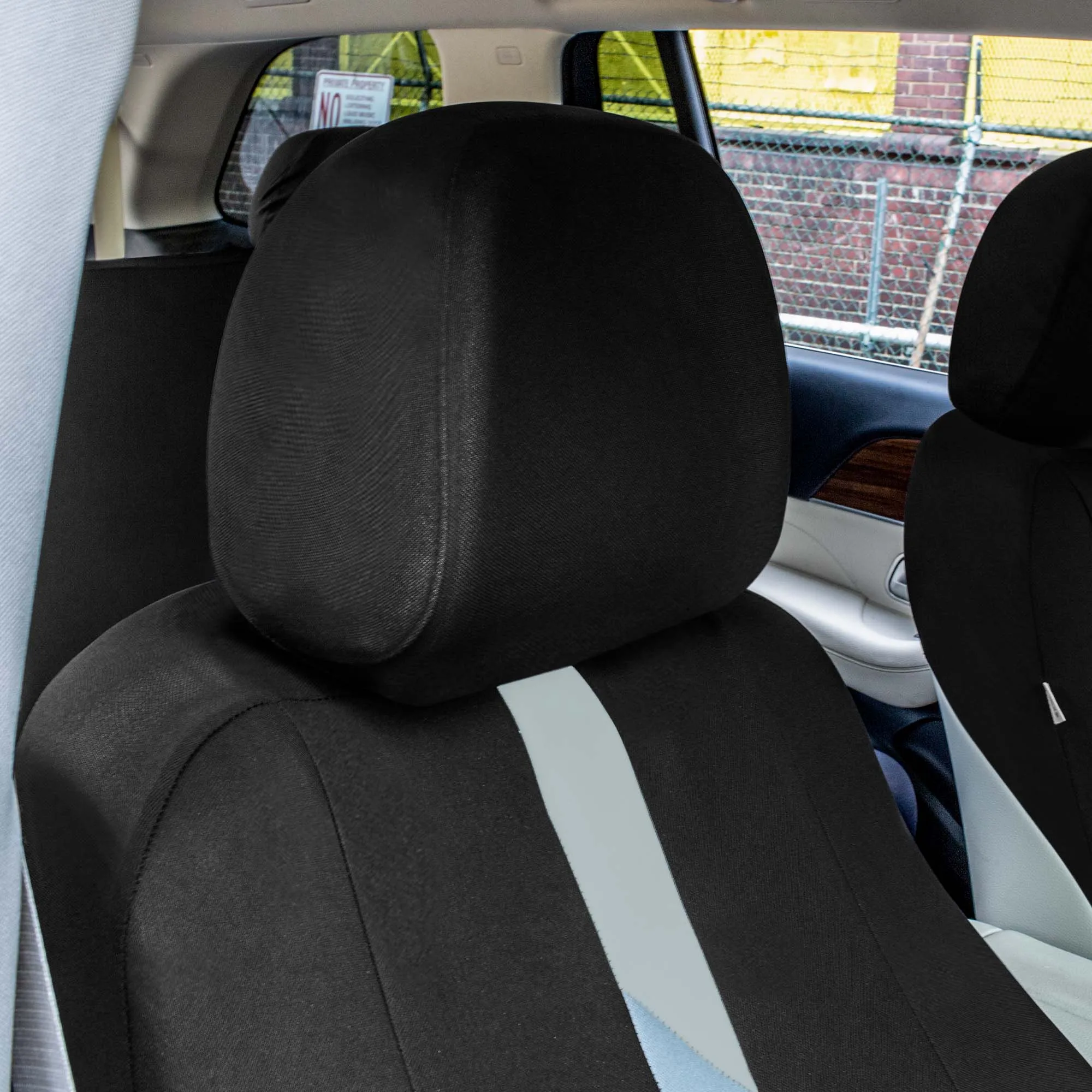 Minimalist Flat Cloth Car Seat Covers Full Set - Gray