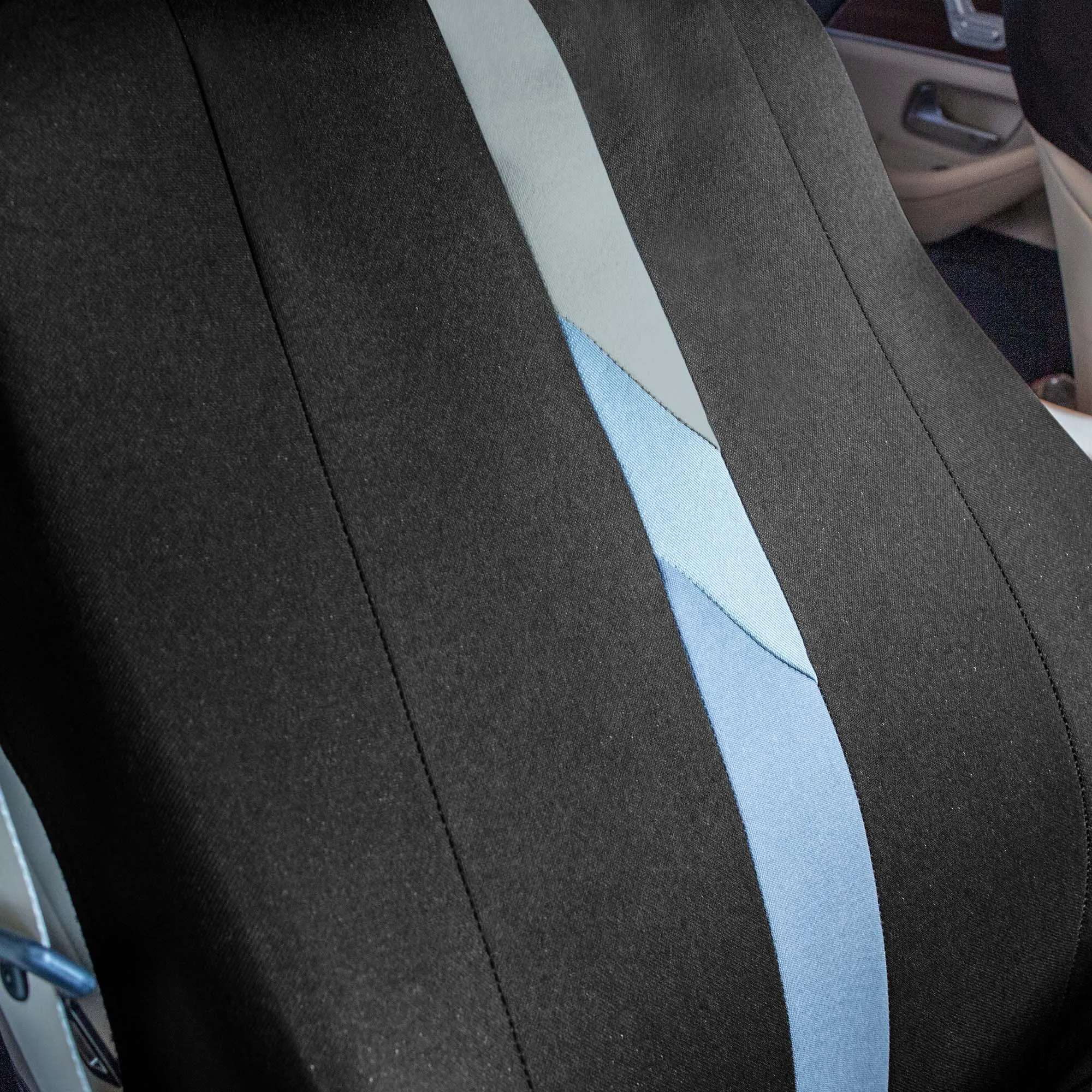 Minimalist Flat Cloth Car Seat Covers Full Set - Gray