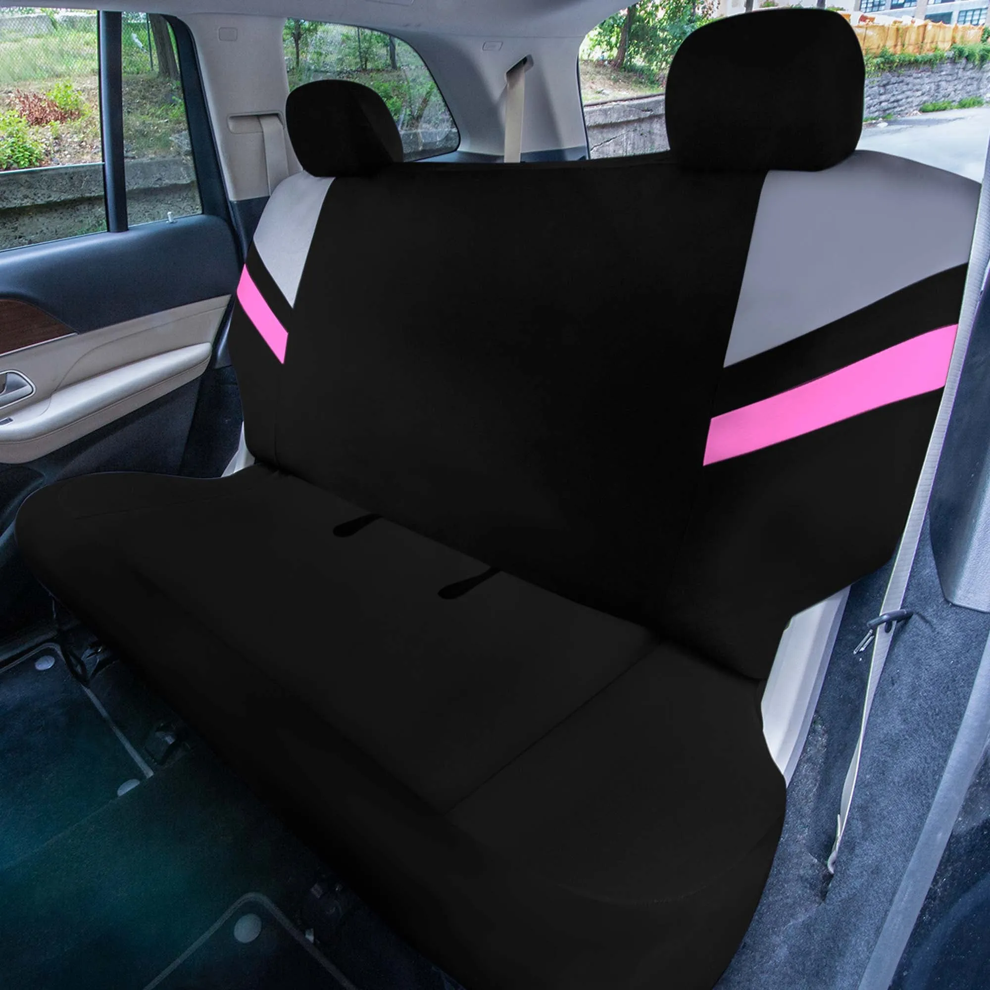Minimalist Flat Cloth Car Seat Covers Full Set - Pink