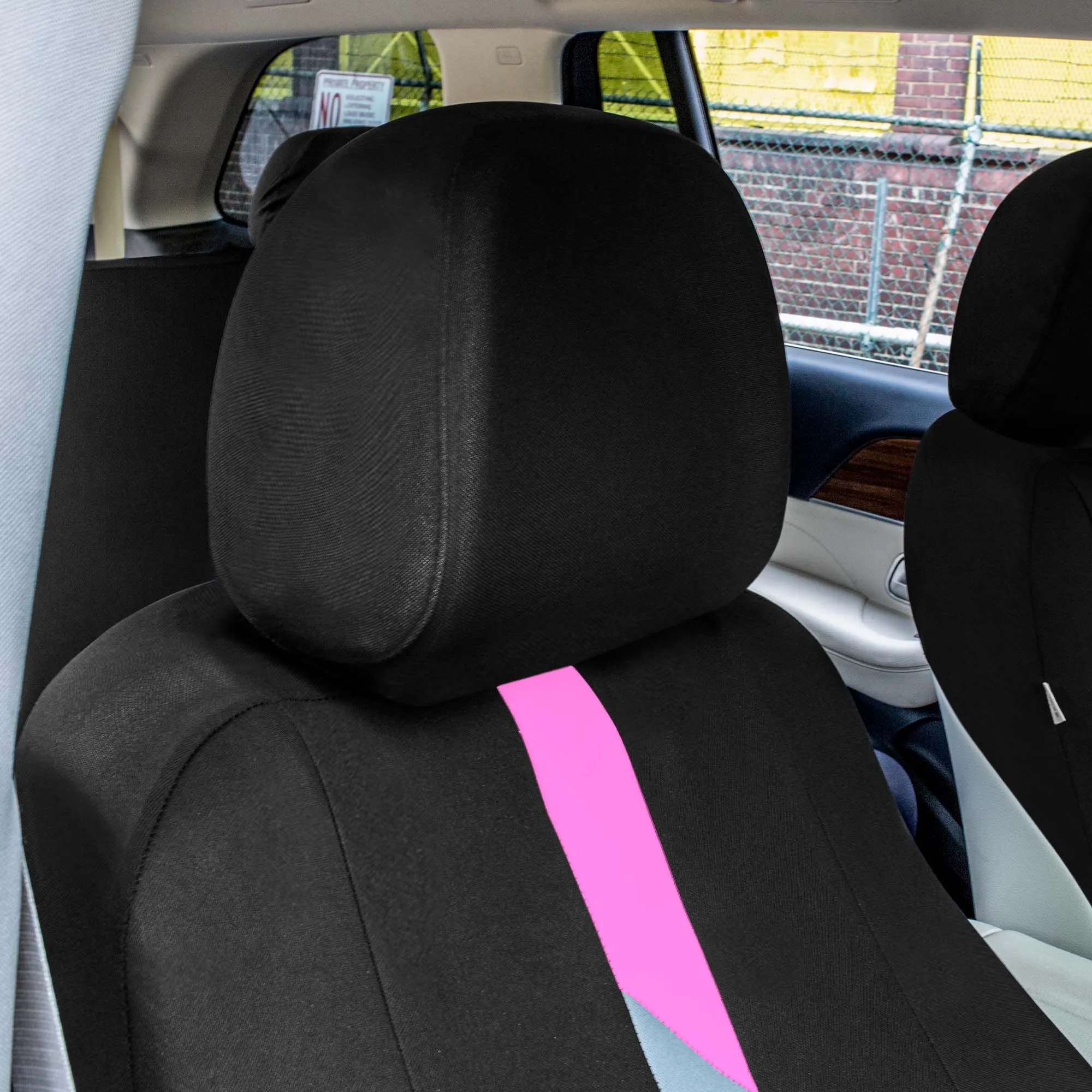 Minimalist Flat Cloth Car Seat Covers Full Set - Pink