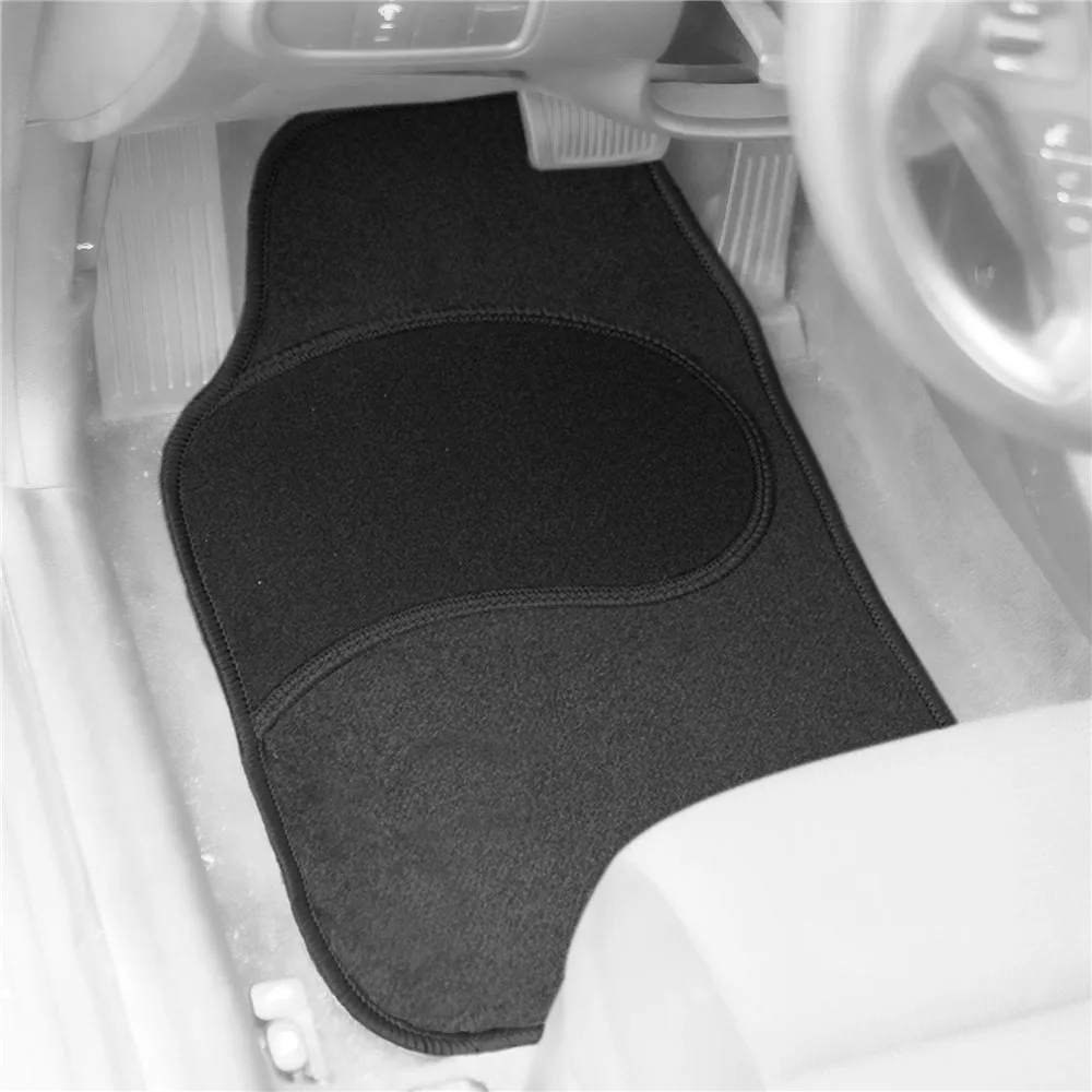 Mod Non-Slip Carpet Floor Mats with Colorful Stitching - Full Set Black