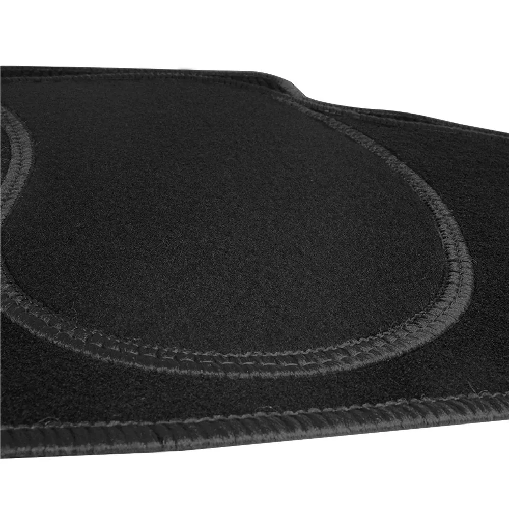 Mod Non-Slip Carpet Floor Mats with Colorful Stitching - Full Set Black