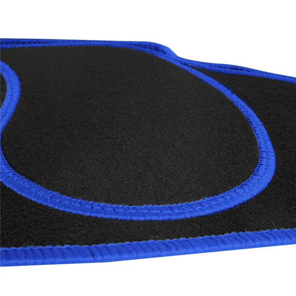 Mod Non-Slip Carpet Floor Mats with Colorful Stitching - Full Set Blue