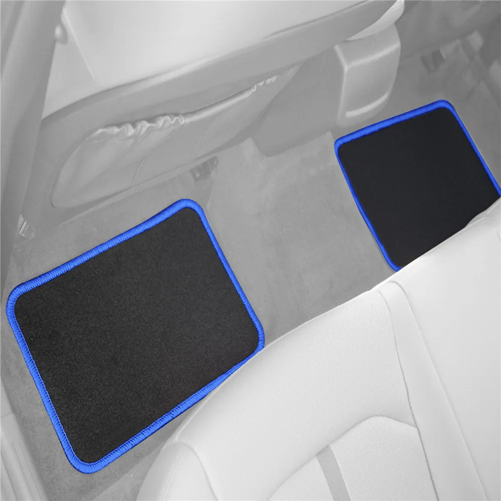 Mod Non-Slip Carpet Floor Mats with Colorful Stitching - Full Set Blue
