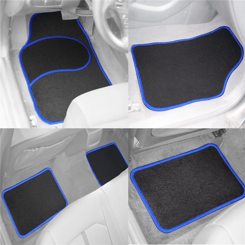 Mod Non-Slip Carpet Floor Mats with Colorful Stitching - Full Set Blue