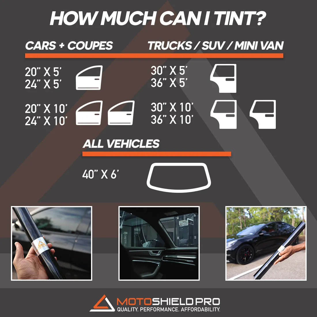 MotoShield Pro Nano Ceramic Window Tint - 60" in x 100' ft Roll   Lifetime Warranty