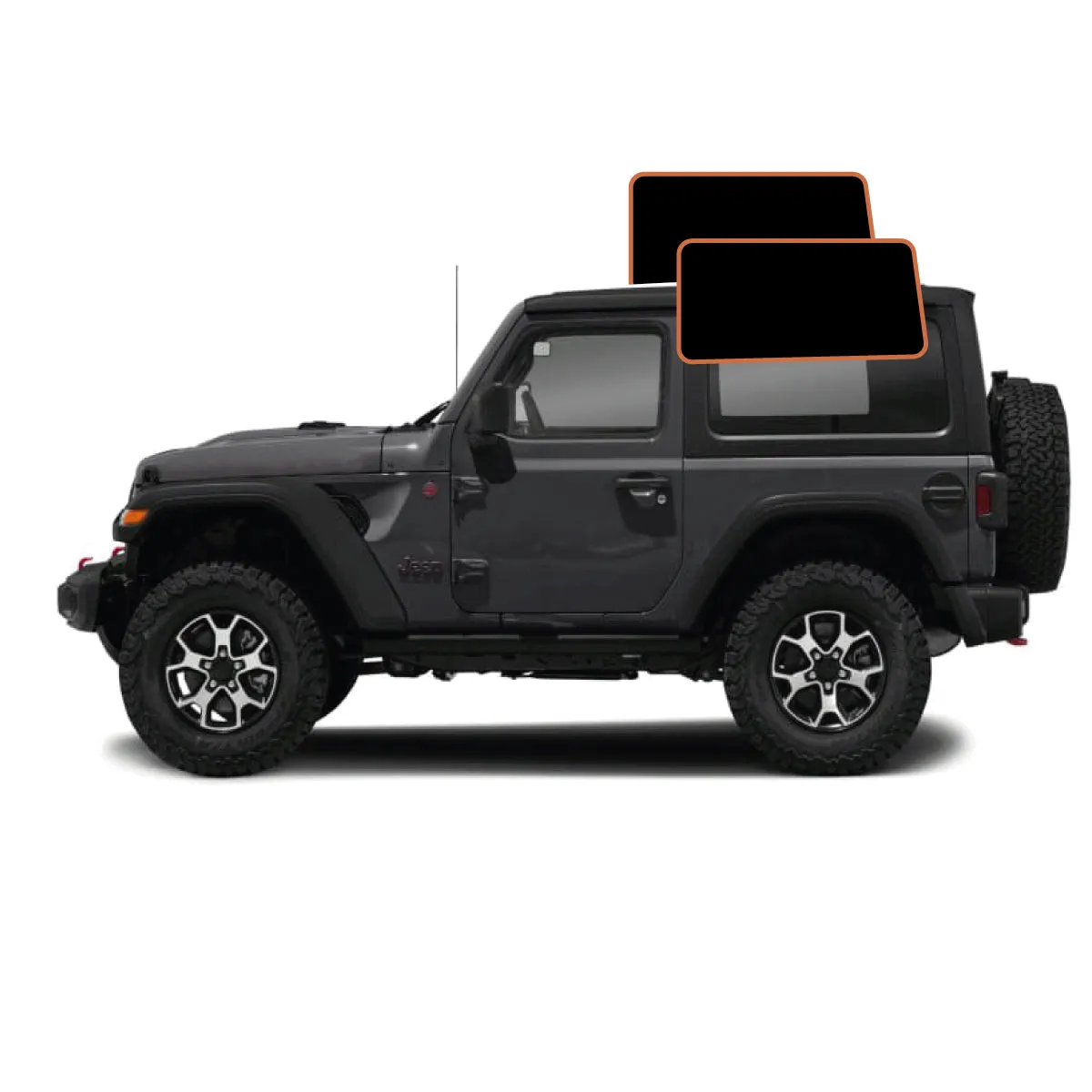 MotoShield Pro Premium Professional 2mil Precut Ceramic Window Tint Film for 2011-2017 Jeep Wrangler 2 Door Hard Top — (Cargo Driver/Passenger 15%)   Lifetime Warranty
