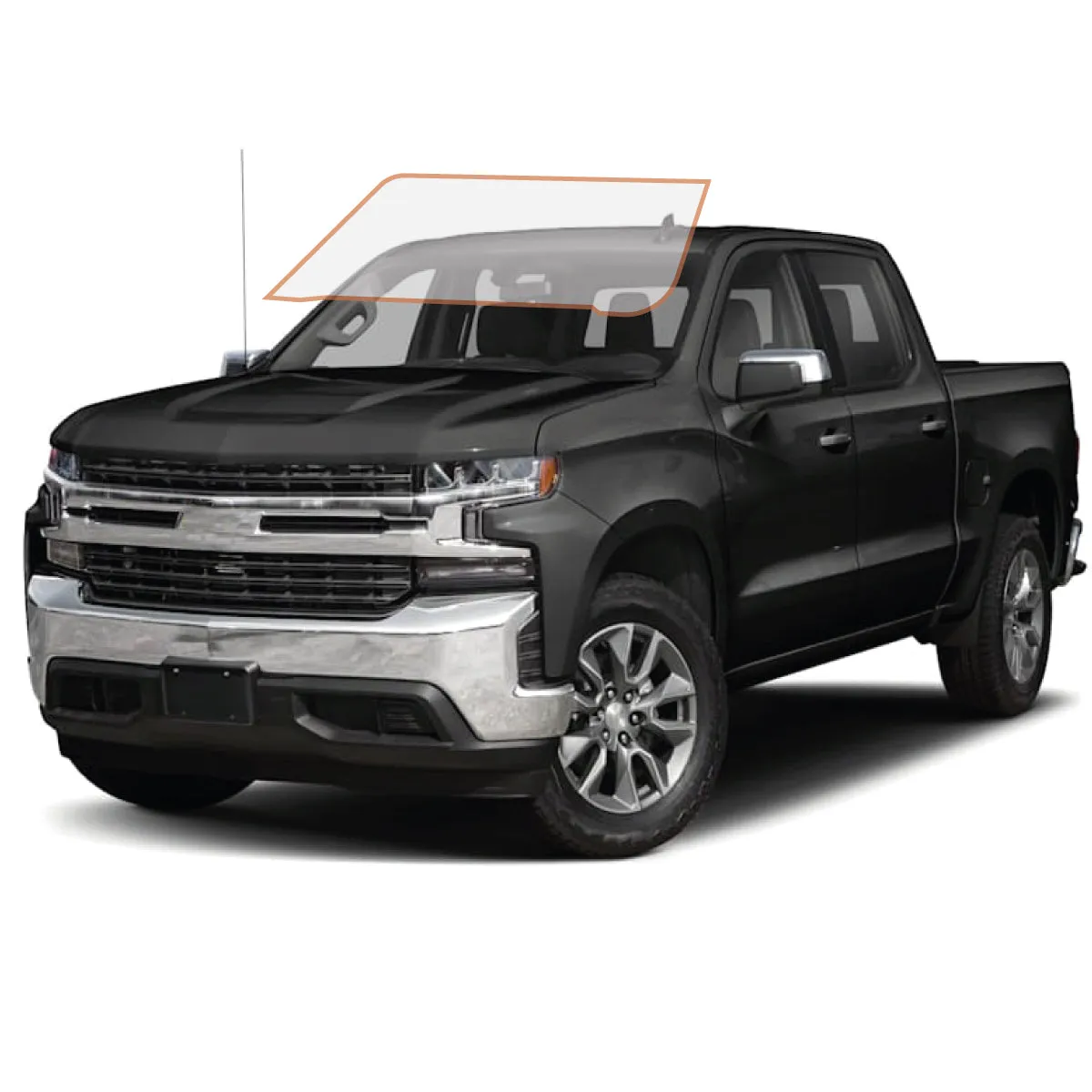 MotoShield Pro Premium Professional 2mil Precut Ceramic Window Tint Film for 2014-2018 Chevrolet Silverado 1500 Crew Cab — (Front Windshield 50%)   Lifetime Warranty