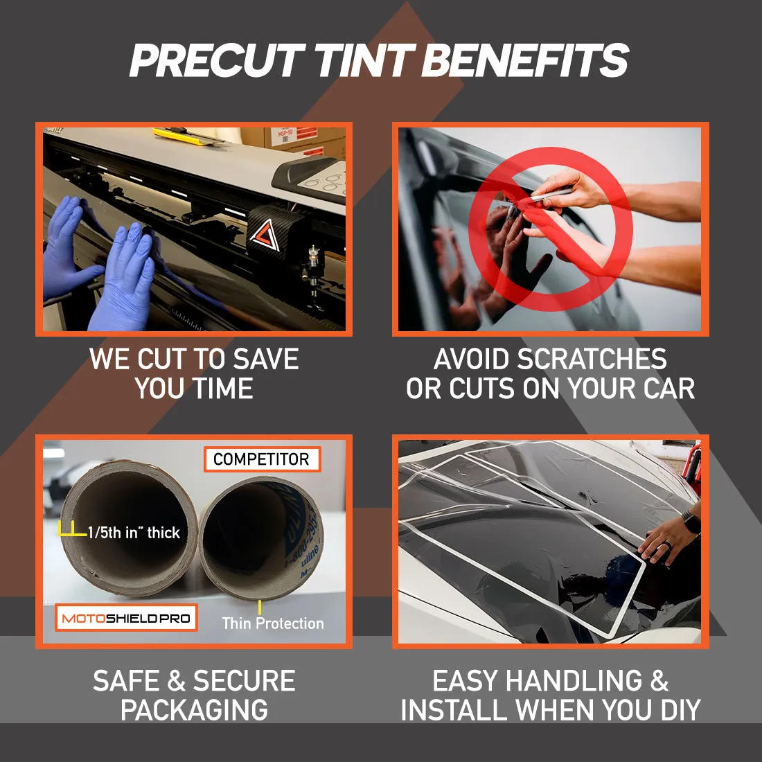 MotoShield Pro Premium Professional 2mil Precut Ceramic Window Tint Film for 2014-2019 Chevrolet Silverado 2500 Crew Cab — (Rear Windshield 5%)   Lifetime Warranty