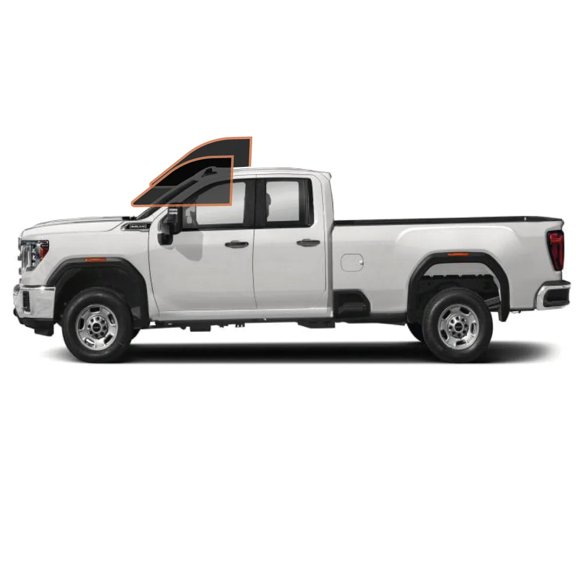 MotoShield Pro Premium Professional 2mil Precut Ceramic Window Tint Film for 2015-2019 GMC Sierra 2500 Double Cab — (Front Driver/Passenger 35%)   Lifetime Warranty