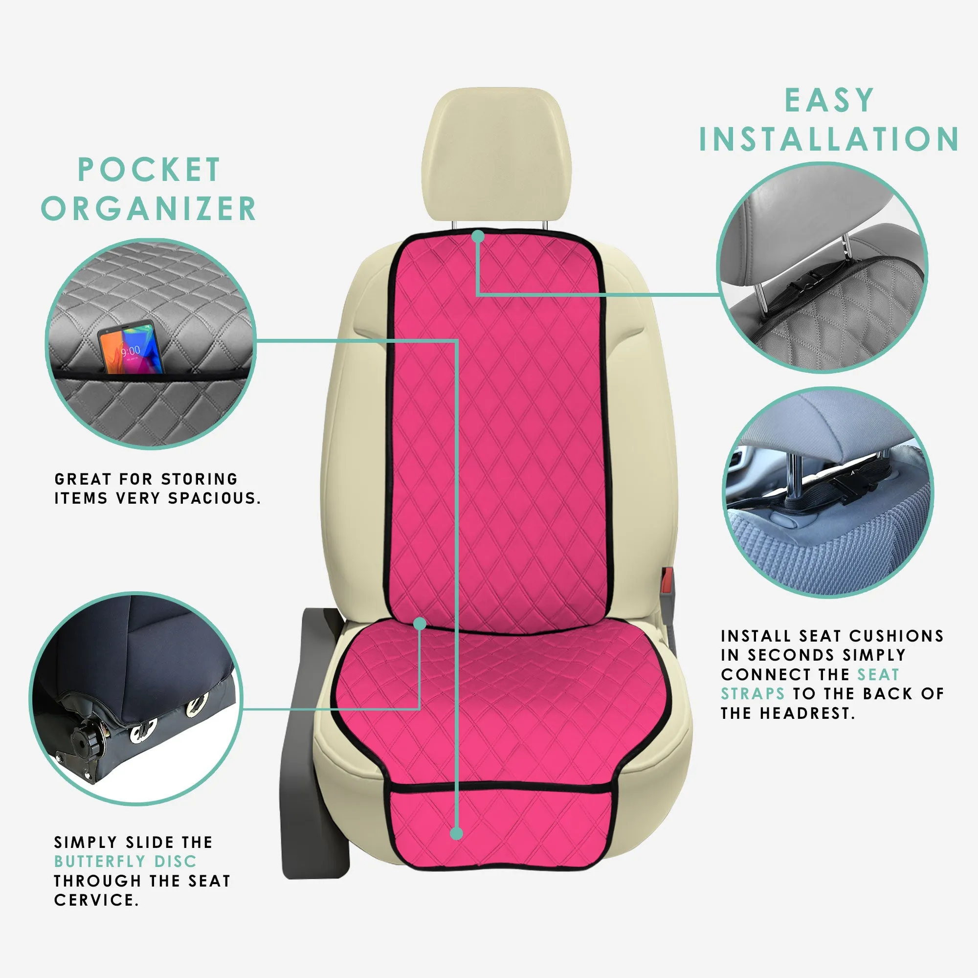 NeoSupreme Seat Protectors - Front Set - 1pc Solid Pink