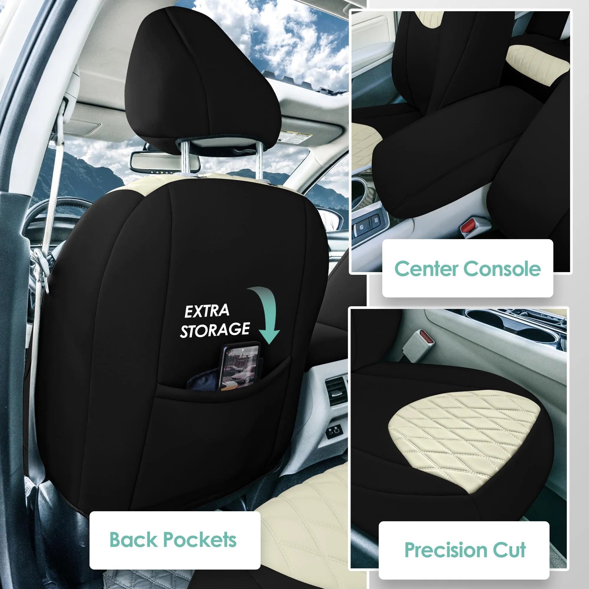 Nissan Altima - 2019 - 2025 - Front Set Seat Covers - Beige Ultraflex Neoprene
