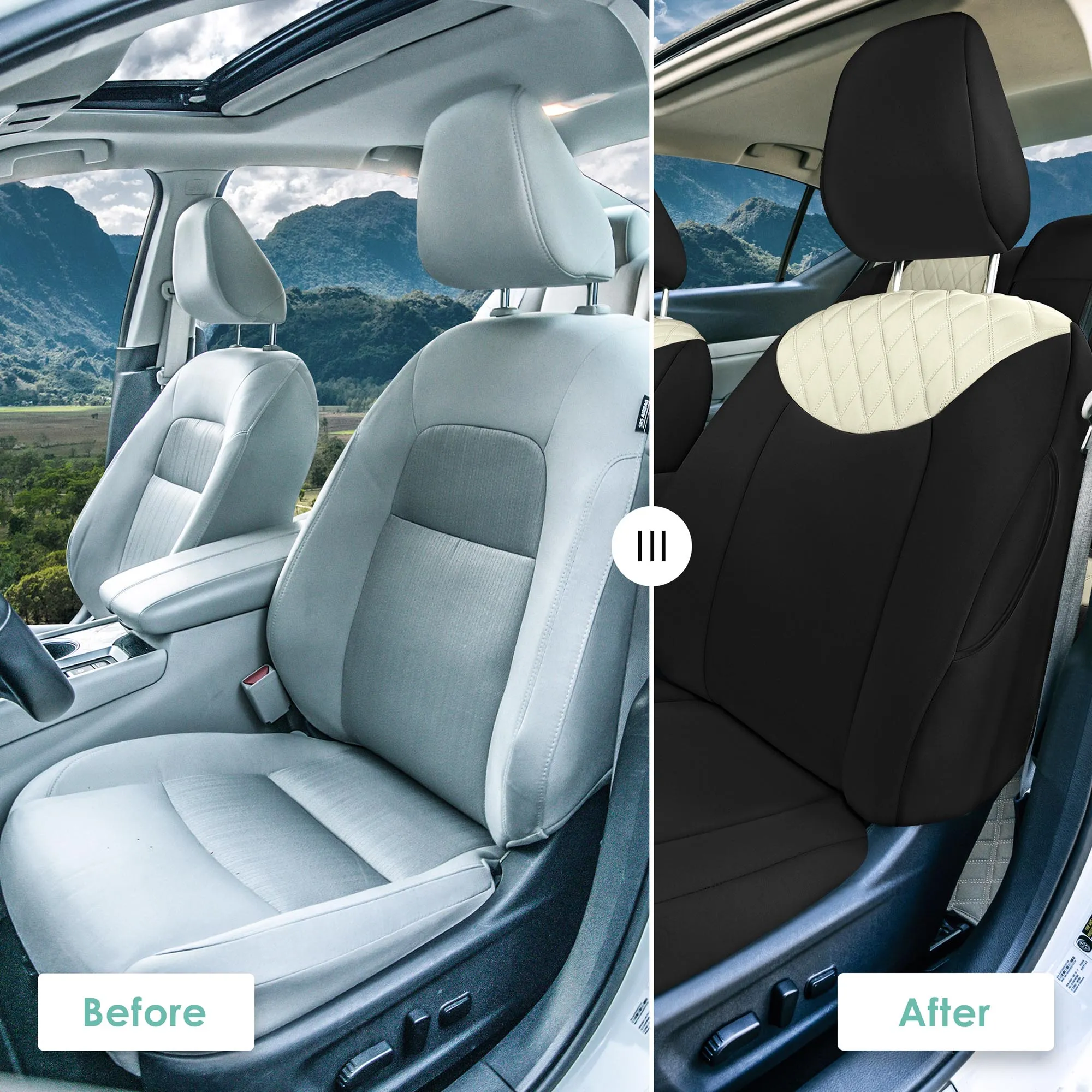 Nissan Altima - 2019 - 2025 - Front Set Seat Covers - Beige Ultraflex Neoprene