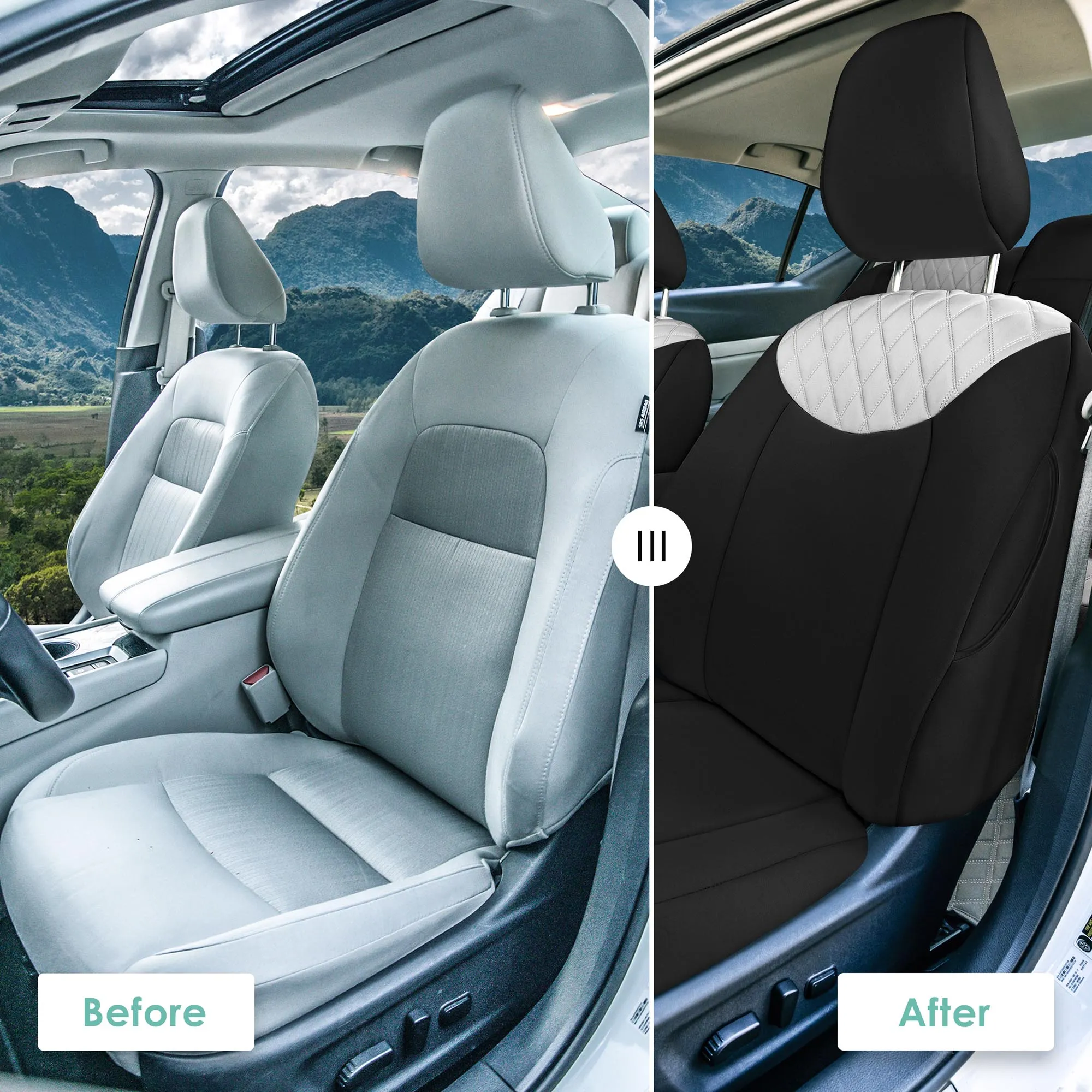 Nissan Altima - 2019 - 2025 - Full Set Seat Covers - Gray Ultraflex Neoprene