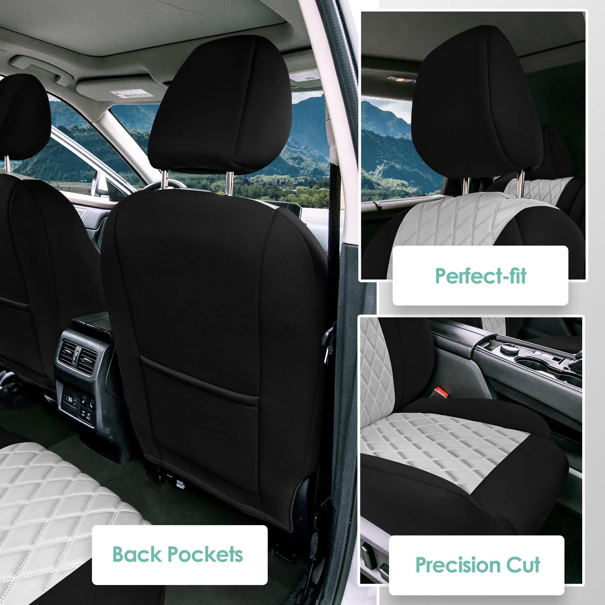 Nissan Rogue - 2021-2024 - Front Set Seat Covers - Gray Ultraflex Neoprene
