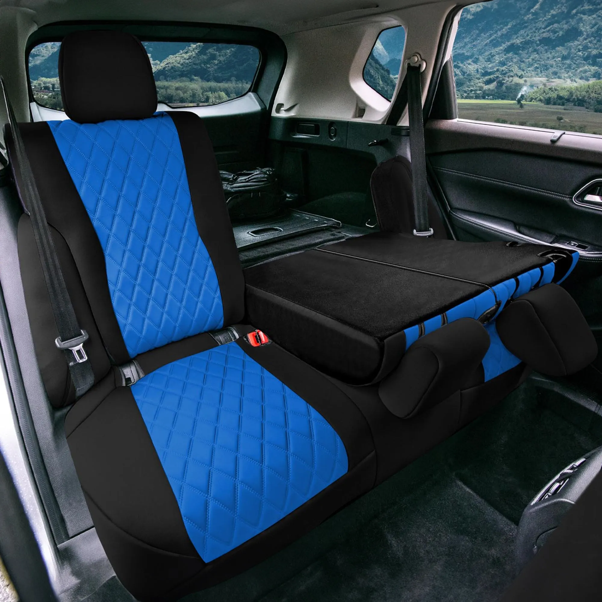Nissan Rogue - 2021-2024 - Rear Set Seat Covers - Blue Ultraflex Neoprene