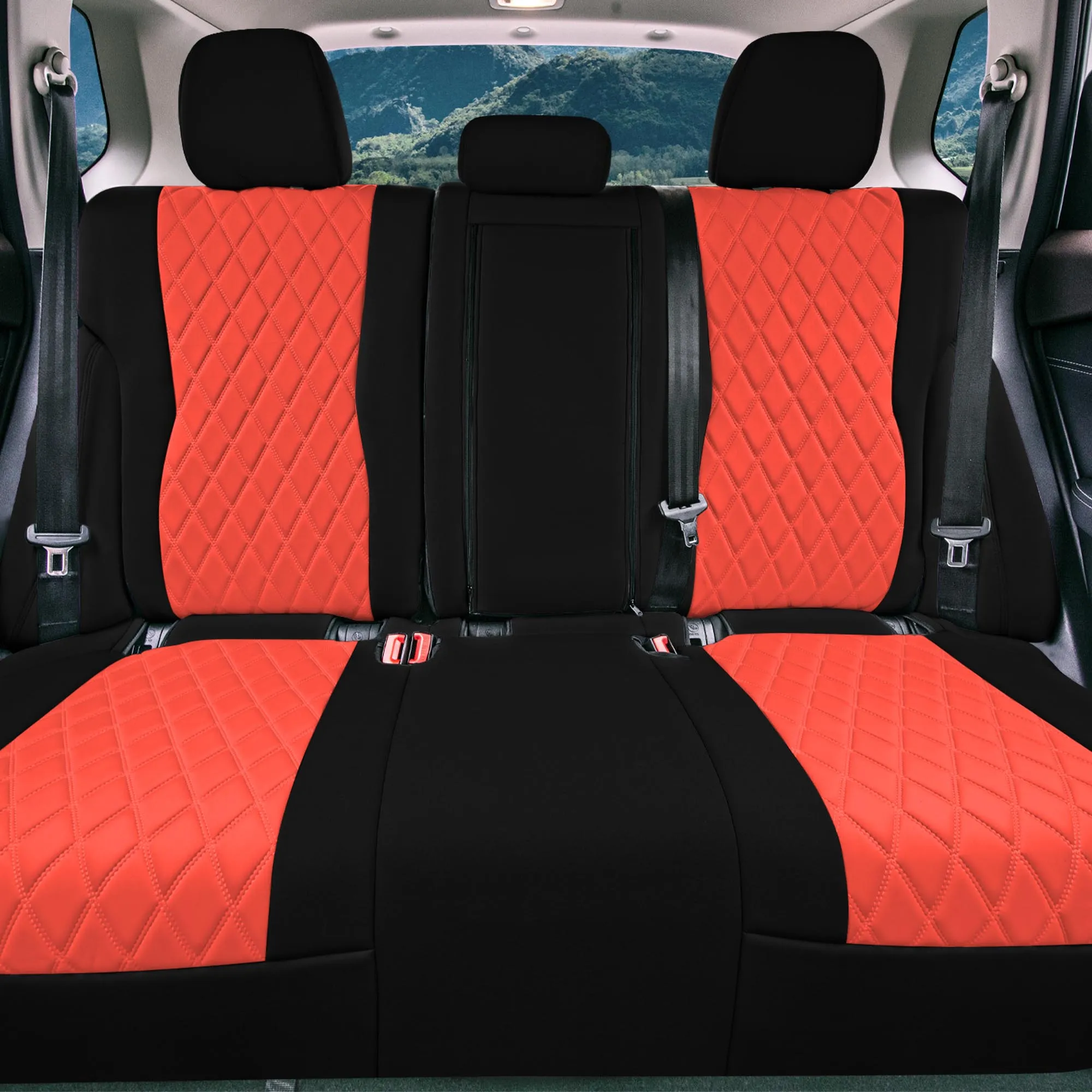 Nissan Rogue - 2021-2024 - Rear Set Seat Covers - Red Ultraflex Neoprene