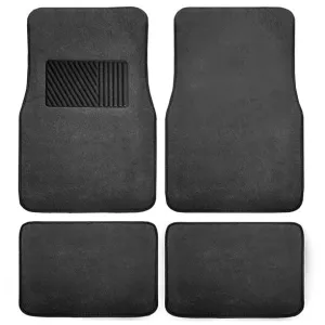 Non-Slip Carpet Floor Mats with Heel Pad - Full Set Black