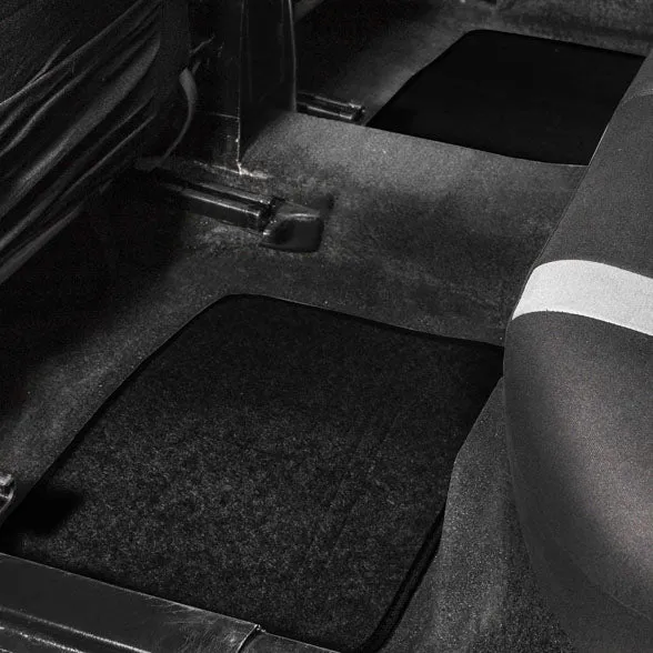 Non-Slip Carpet Floor Mats with Heel Pad - Full Set Black