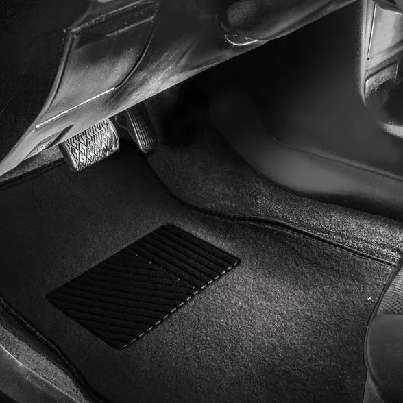Non-Slip Carpet Floor Mats with Heel Pad - Full Set Black