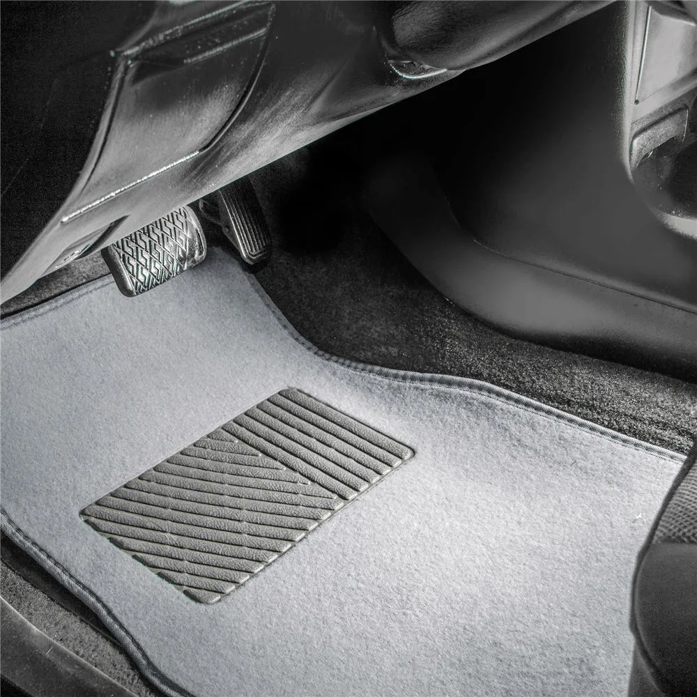 Non-Slip Carpet Floor Mats with Heel Pad - Full Set Gray