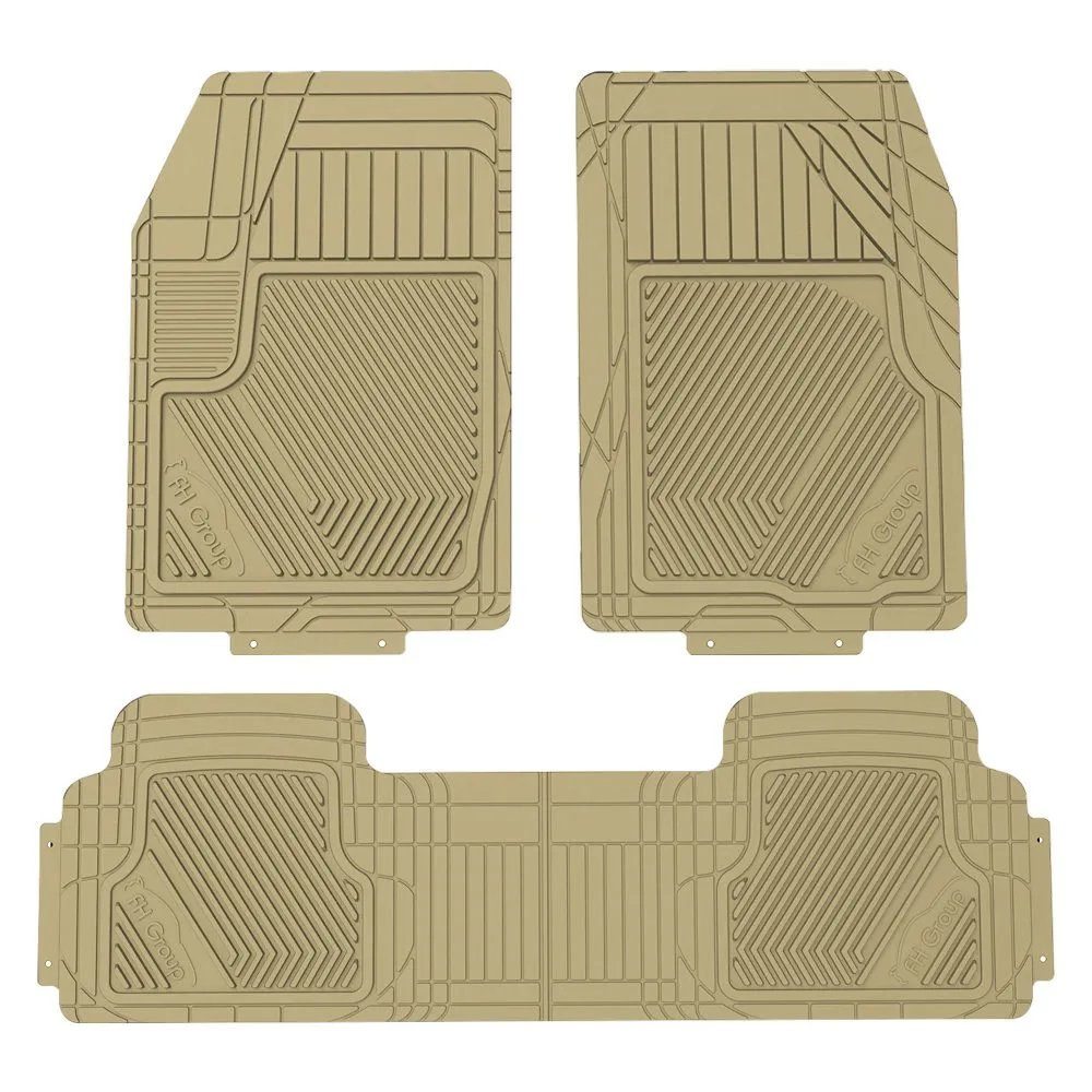 Oversized Full Coverage Protective ClimaProof Trimmable Non-Slip Rubber Floor Mats - Full Set Tan