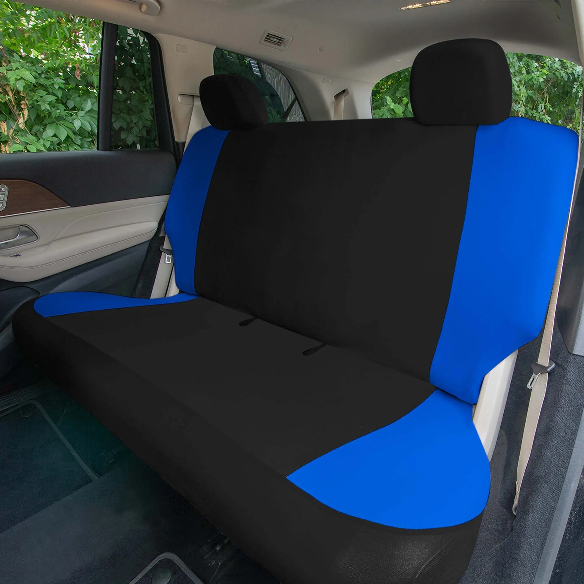 Polished and Chic Flat Cloth Car Seat Covers Full Set - Blue