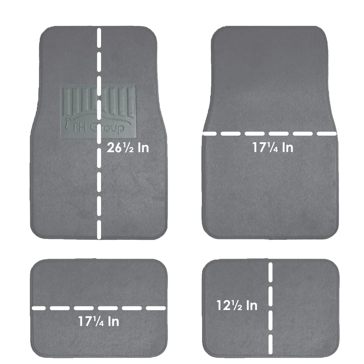 Premium Non-Slip Carpet Floor Mats with Heel Pad - Full Set Black