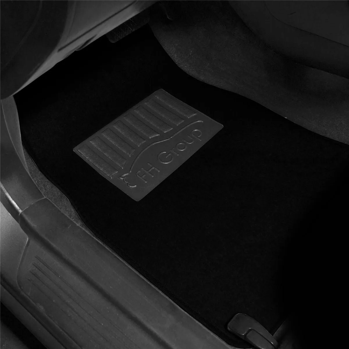 Premium Non-Slip Carpet Floor Mats with Heel Pad - Full Set Black