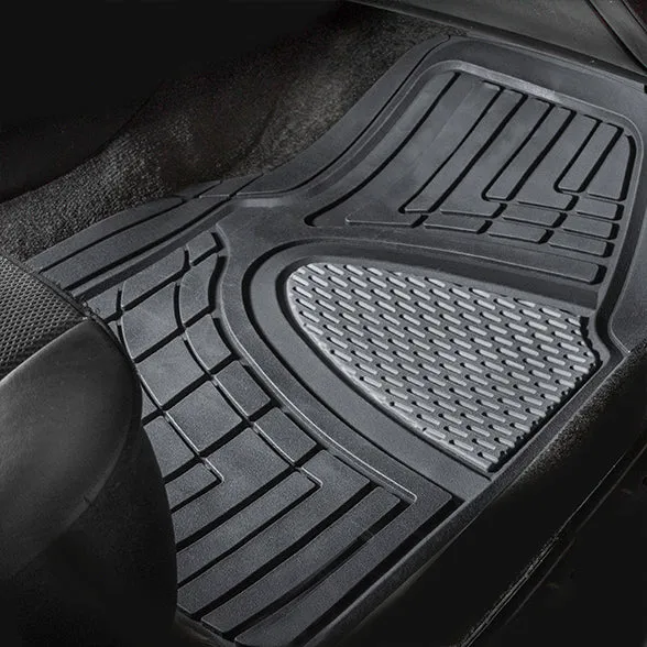 Premium Tall Channel Trimmable Non-Slip Rubber Floor Mats - Full Set Gray