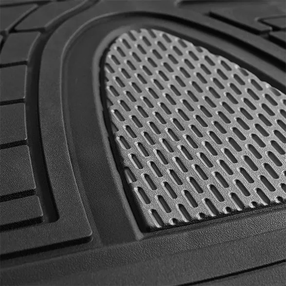 Premium Tall Channel Trimmable Non-Slip Rubber Floor Mats - Full Set Gray