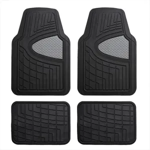 Premium Tall Channel Trimmable Non-Slip Rubber Floor Mats - Full Set Gray