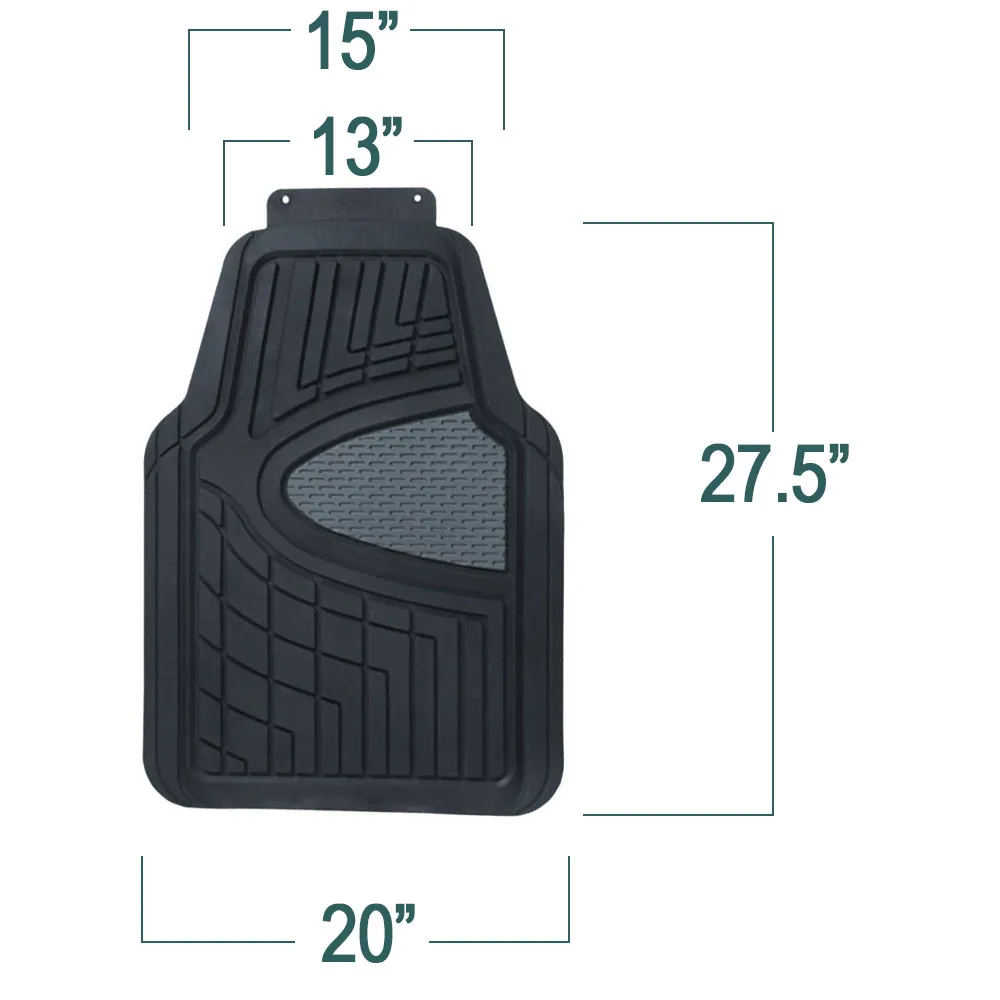 Premium Tall Channel Trimmable Non-Slip Rubber Floor Mats - Full Set Gray