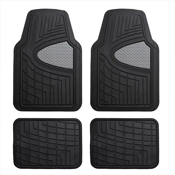 Premium Tall Channel Trimmable Non-Slip Rubber Floor Mats - Full Set Gray