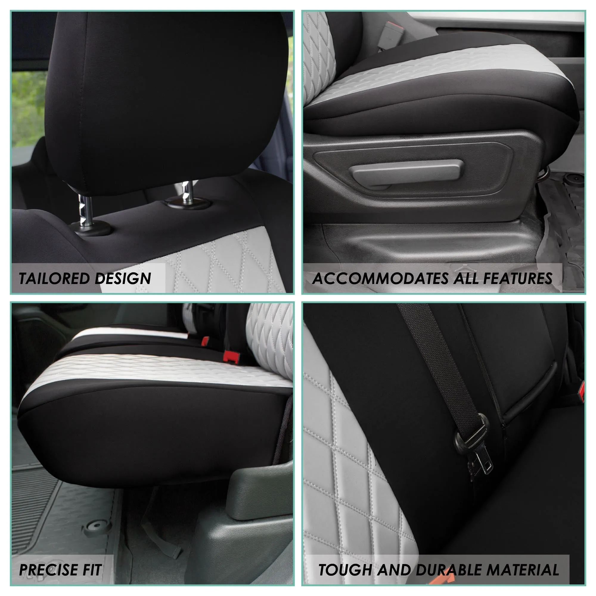 Ram 1500 2019-2024 - Full Set Seat Covers - Gray Ultraflex Neoprene