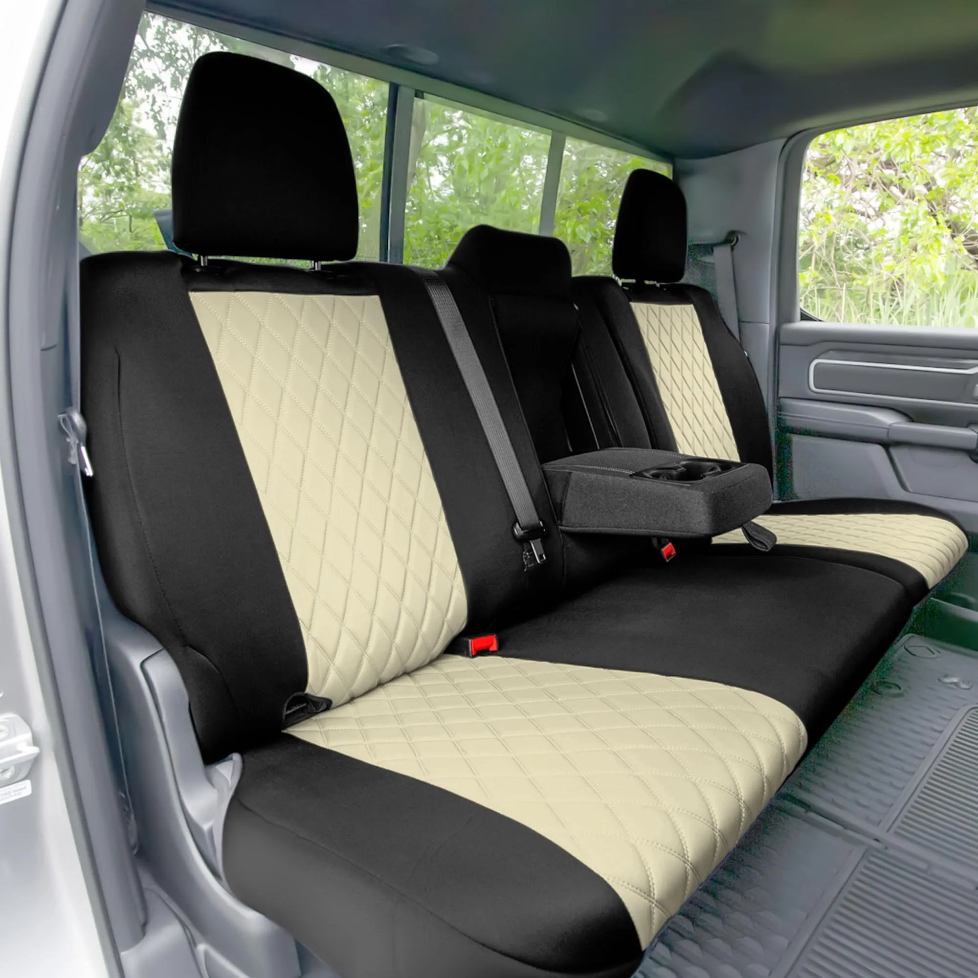 Ram 1500 2019-2024 - Rear Set Seat Covers - Beige Ultraflex Neoprene
