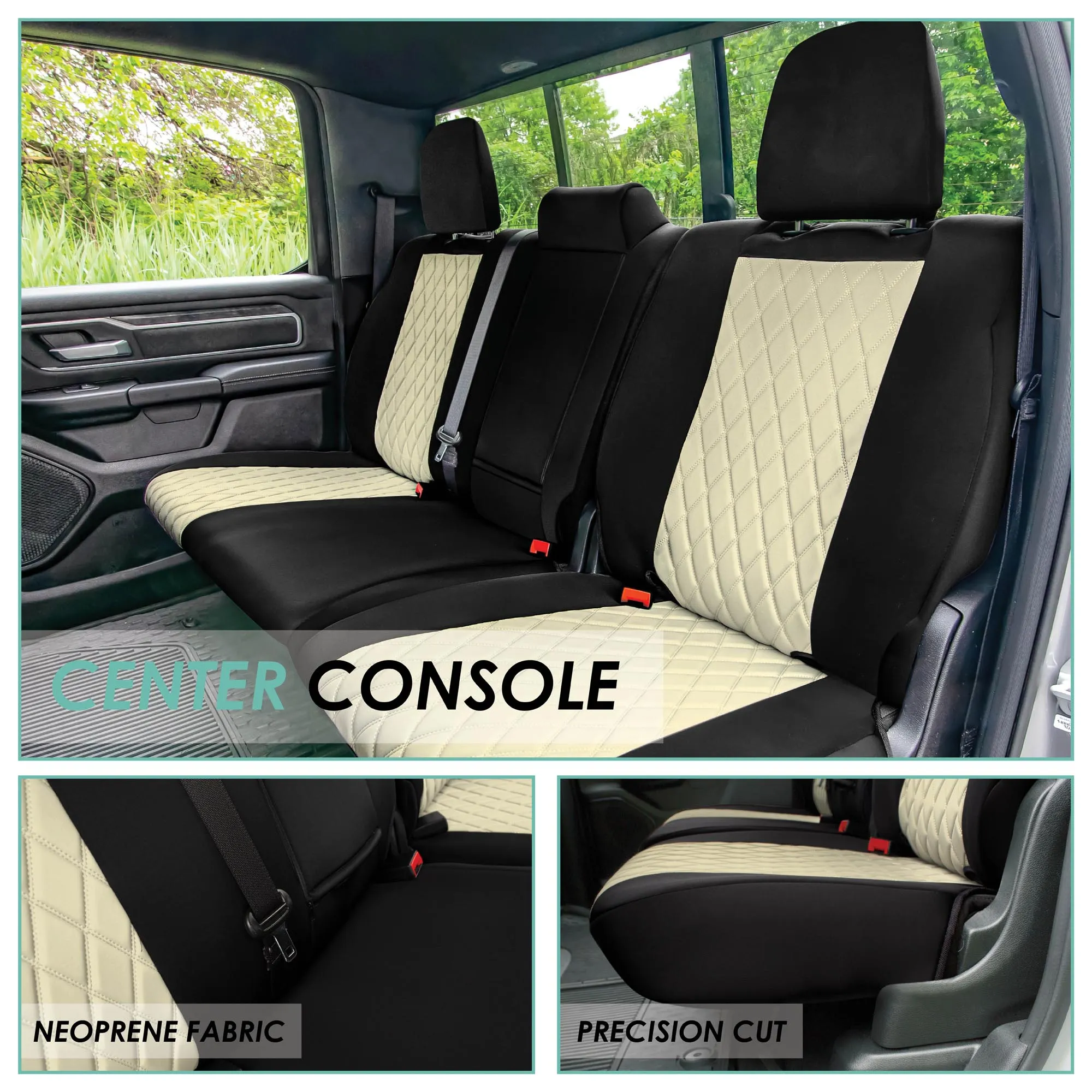 Ram 1500 2019-2024 - Rear Set Seat Covers - Beige Ultraflex Neoprene