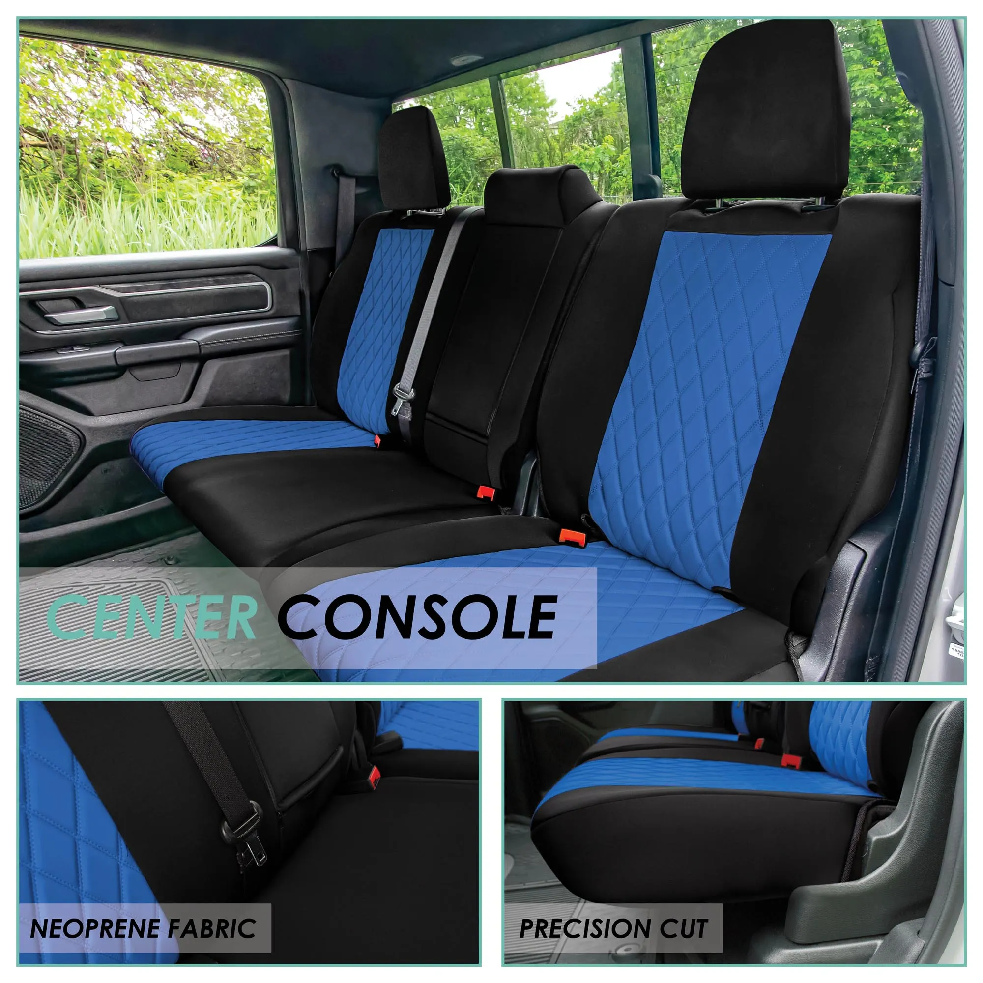Ram 1500 2019-2024 - Rear Set Seat Covers - Blue Ultraflex Neoprene
