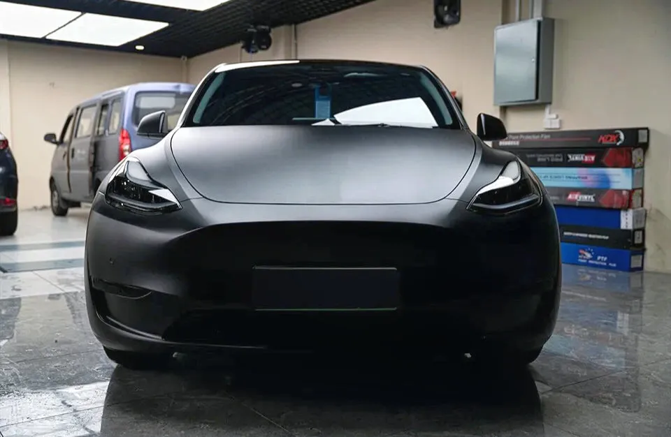 Satin Chrome Metal Black Vinyl Wrap