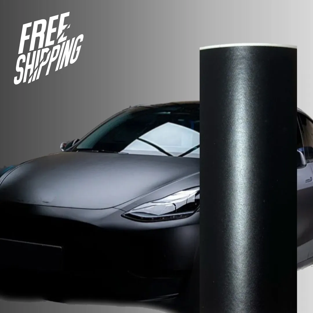 Satin Chrome Metal Black Vinyl Wrap