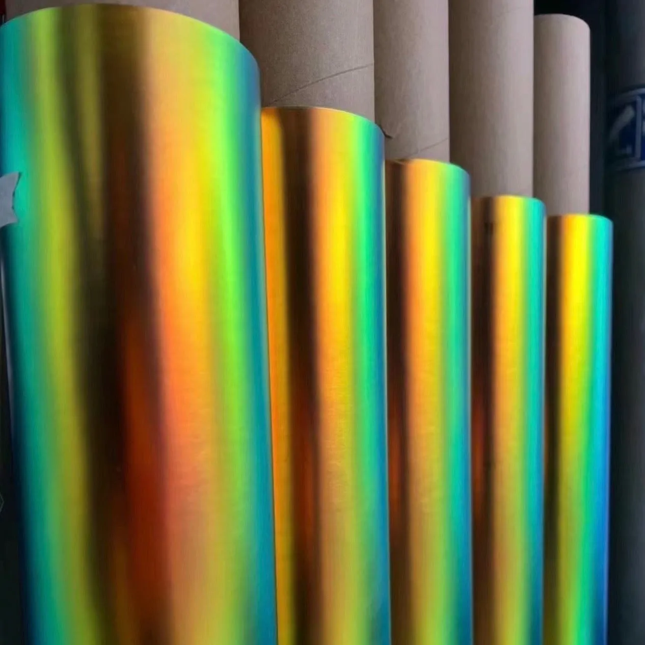 Satin Chrome Rainbow Green Vinyl Wrap