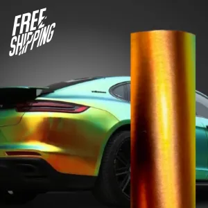Satin Chrome Rainbow Green Vinyl Wrap