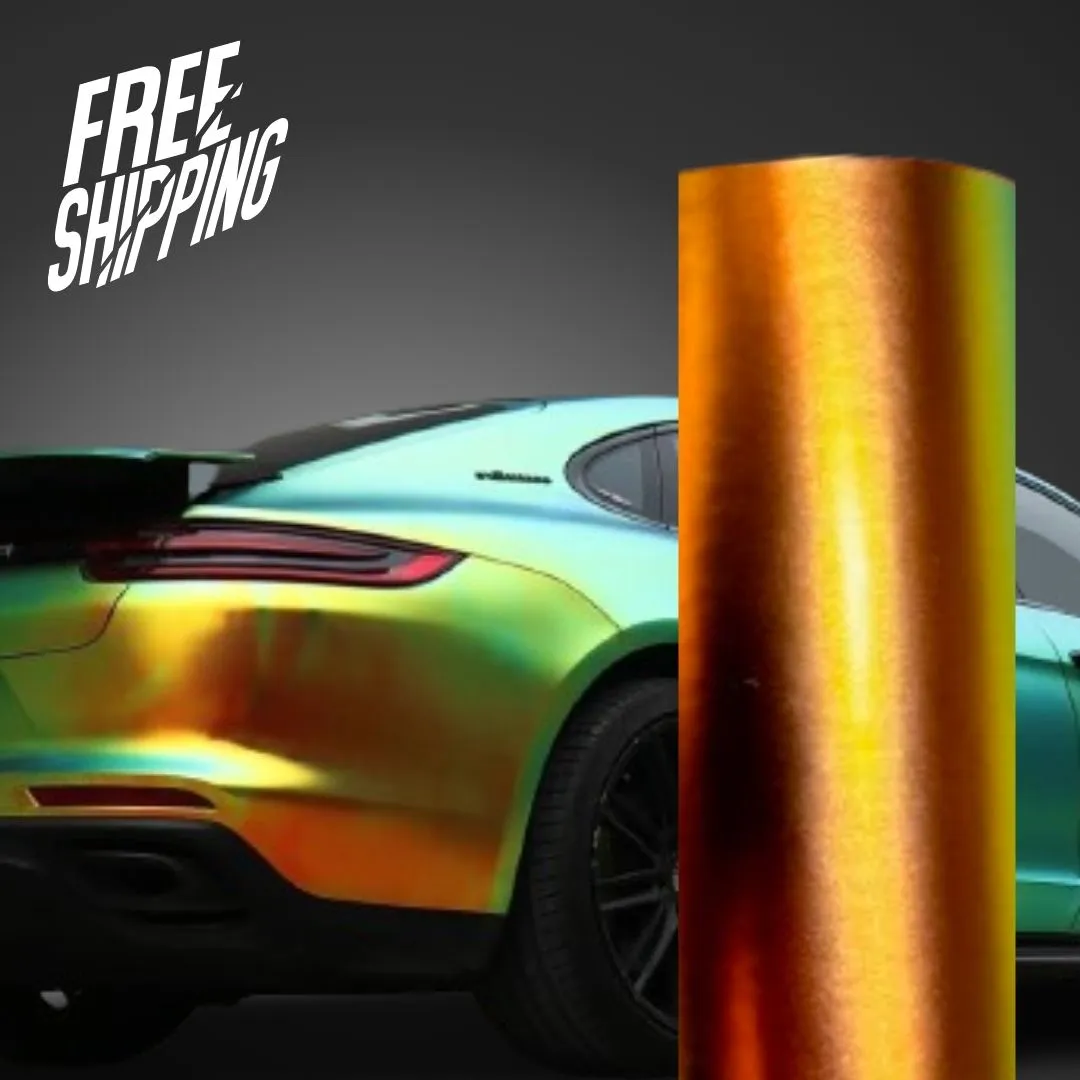 Satin Chrome Rainbow Green Vinyl Wrap