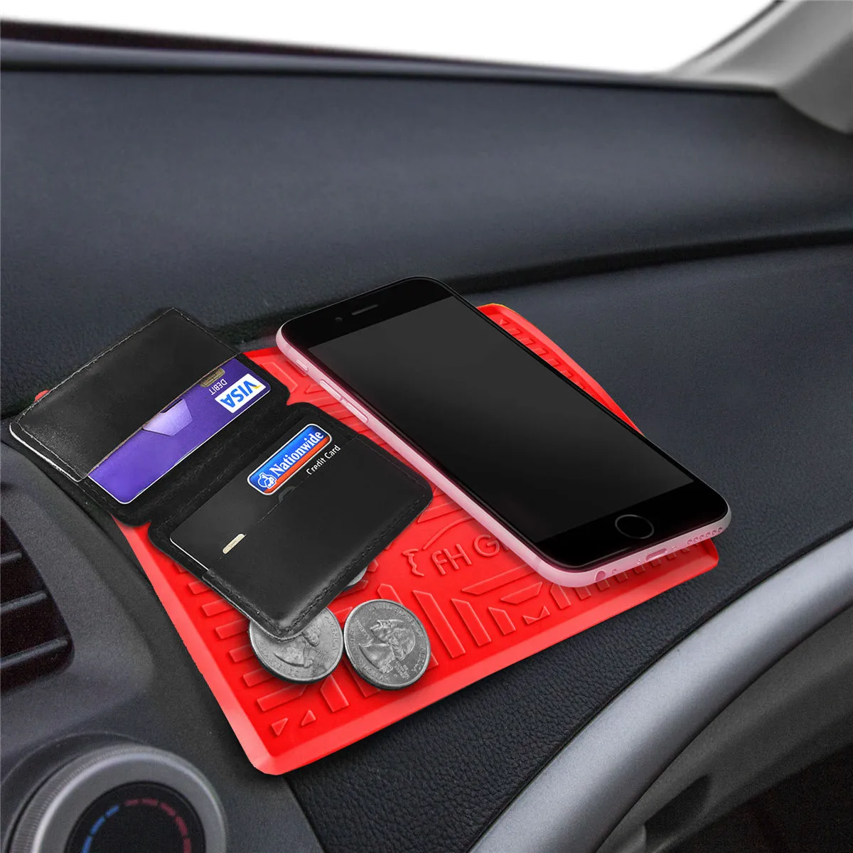 Silicone Anti-Slip Dash Mat Red
