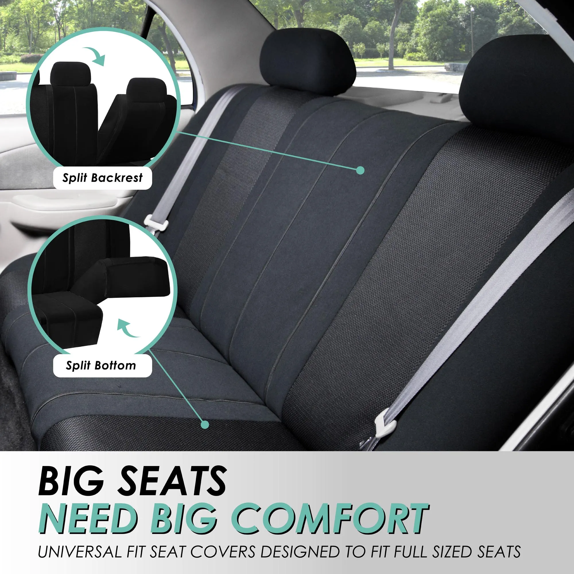 Sports Seat Covers - Full Set Black
